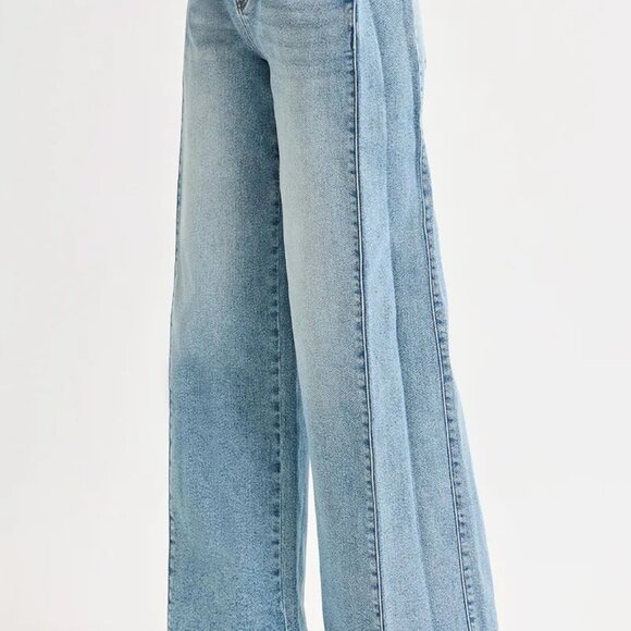 RISEN Mid Rise Wide Barrel Transferable Leg‎ Snap Jeans - Picture 6 of 11